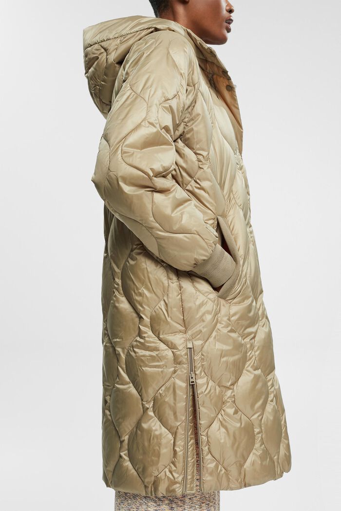 Manteau matelassé à doublure contrastante, PALE KHAKI, detail image number 4