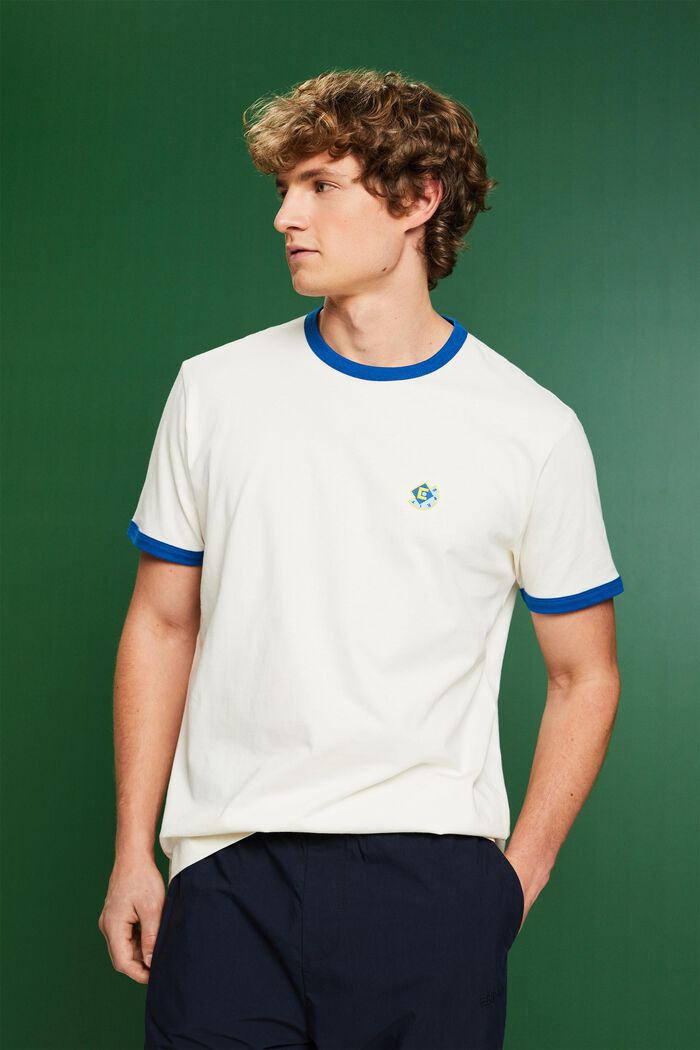T-shirt col rond en coton à logo, OFF WHITE, detail image number 0