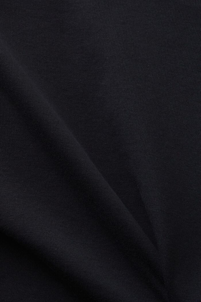 T-shirt en coton à encolure en V, BLACK, detail image number 4