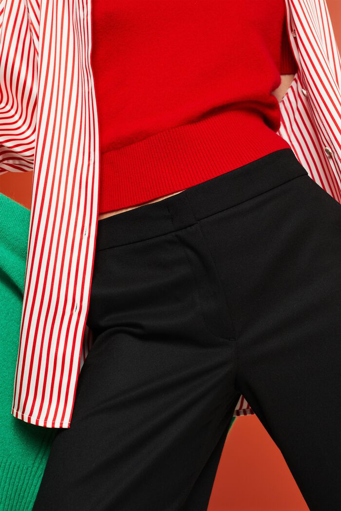 Pantalon en flanelle à fentes aux extrémités, BLACK, detail image number 4