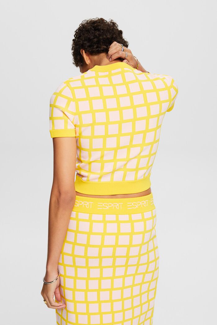 Pull-over cropped en jacquard, YELLOW, detail image number 3