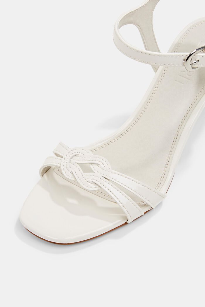 Sandales à talon en similicuir verni, OFF WHITE, detail image number 4