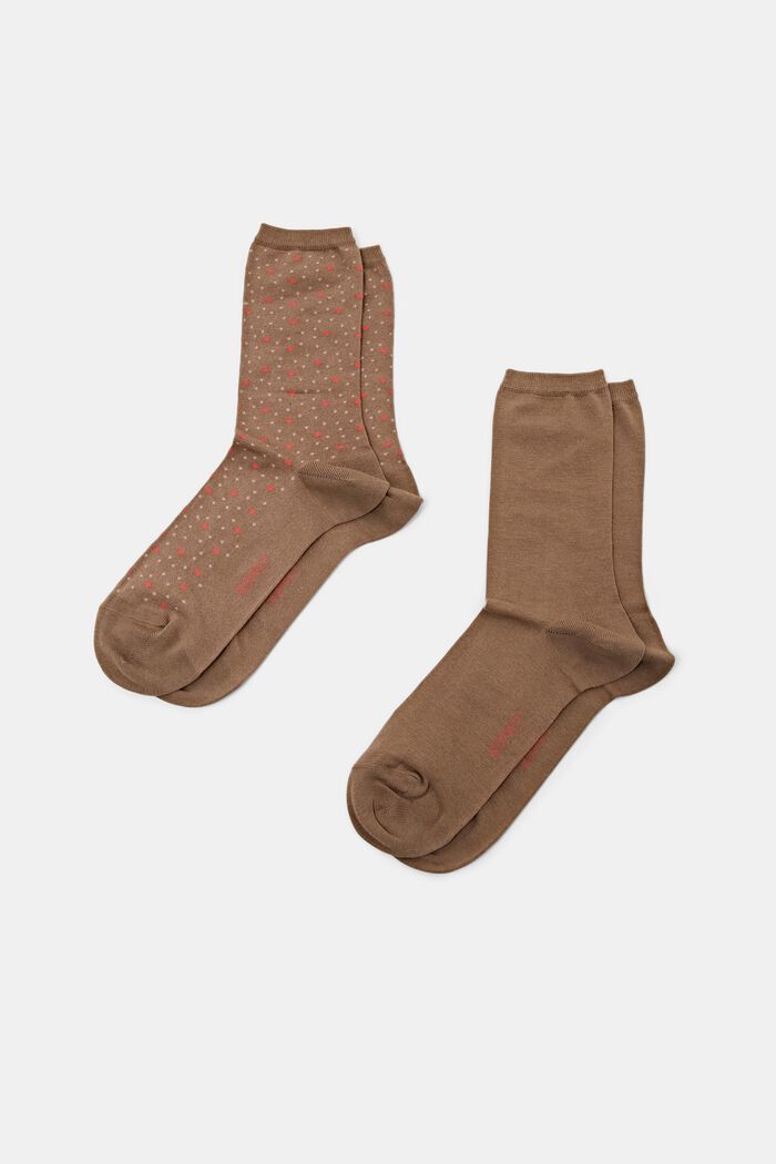 Lot de 2 paires de chaussettes, en coton biologique, BROWN, detail image number 1