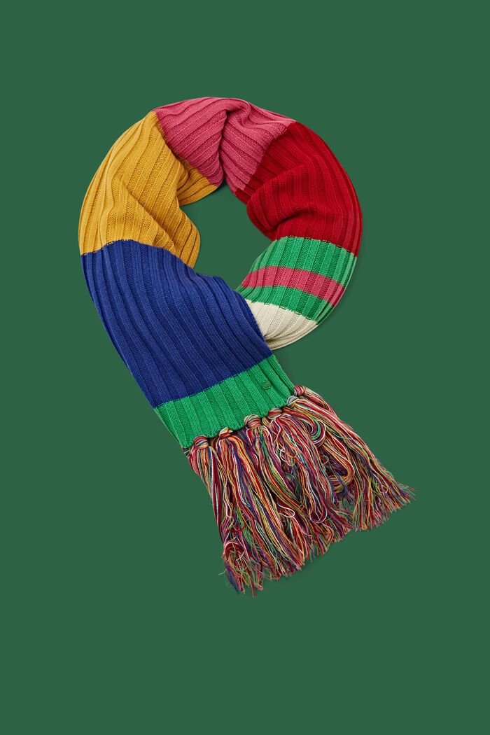 Écharpe multicolore en maille côtelée, PINK FUCHSIA, detail image number 0