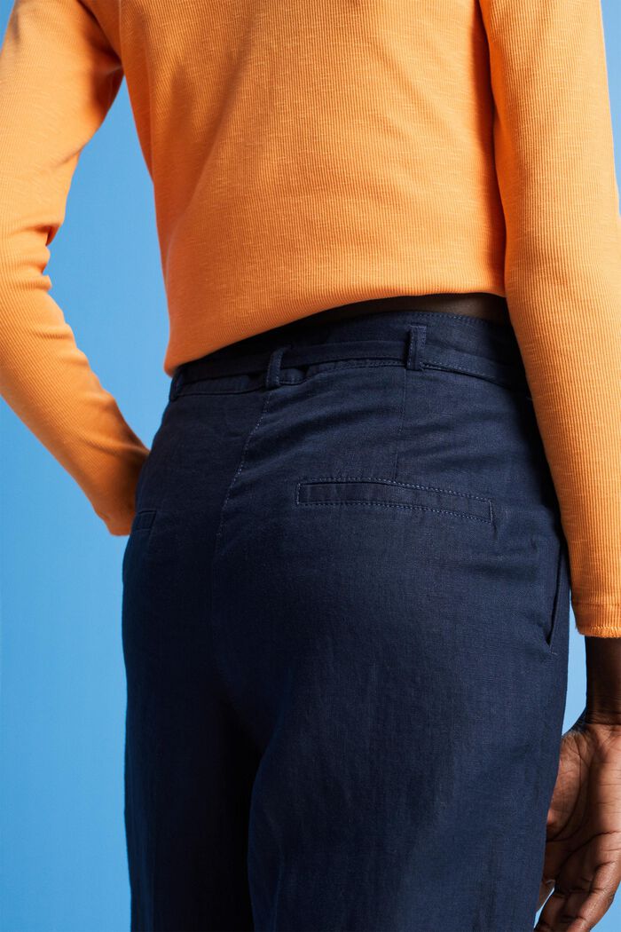 Pantalon large en lin, NAVY, detail image number 4
