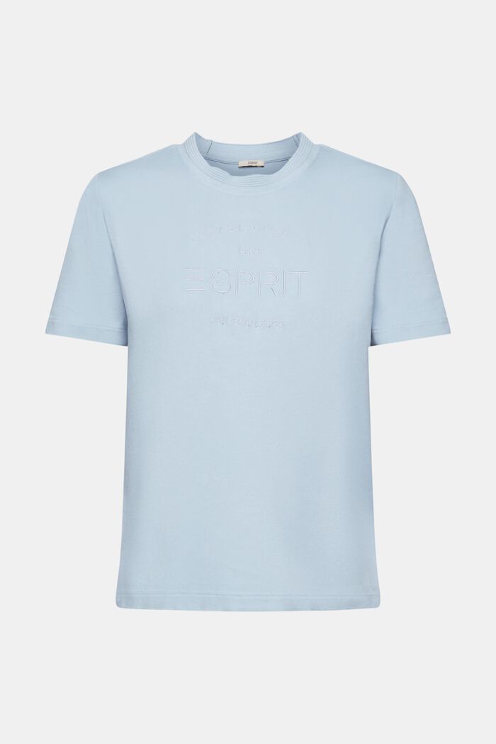 T-shirt en coton biologique orné d’un logo brodé, PASTEL BLUE, detail image number 7