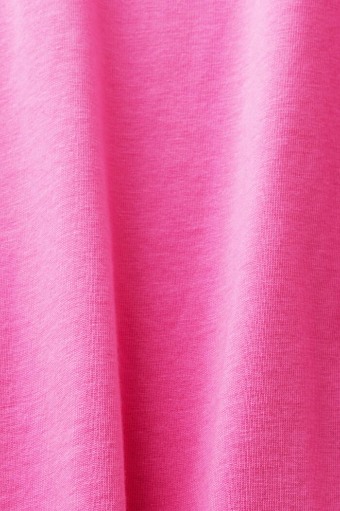 T-shirt col tunisien en coton, NEW PINK FUCHSIA, detail image number 5