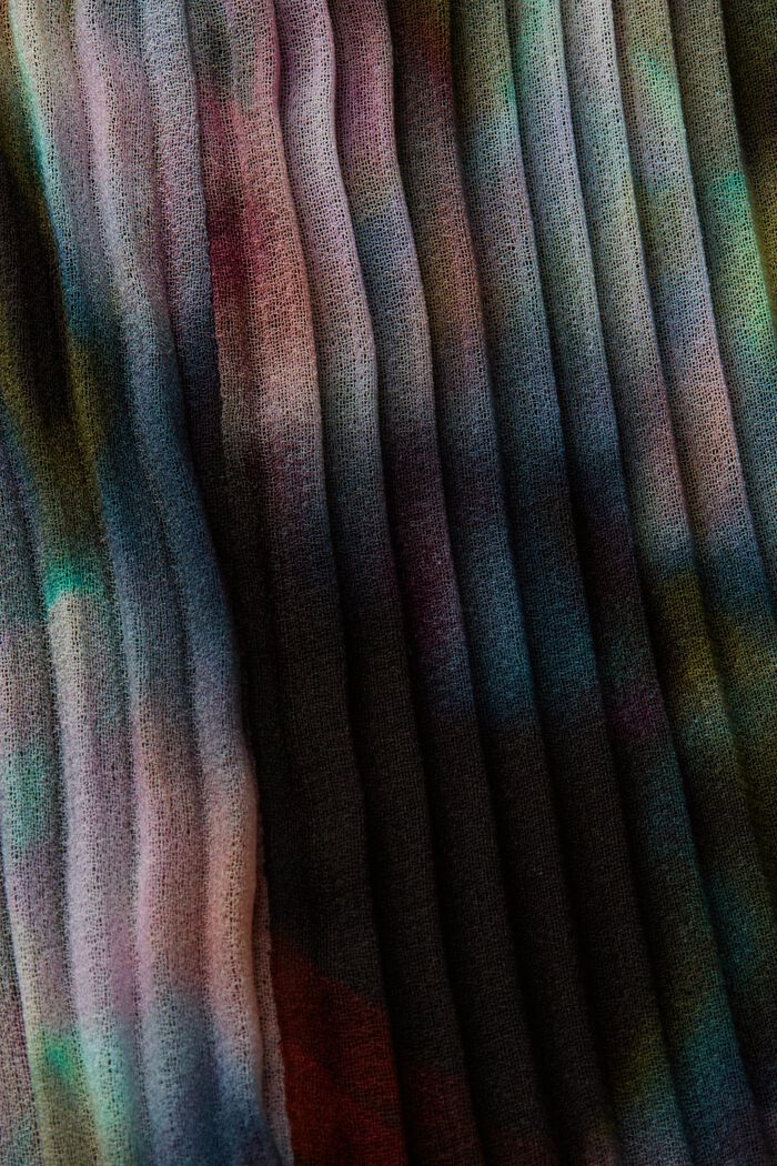 Jupe plissée longueur midi en mousseline imprimée, BLACK, detail image number 4