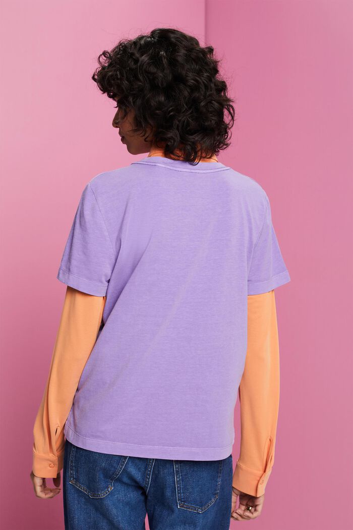 T-shirt en coton mélangé, PURPLE, detail image number 3
