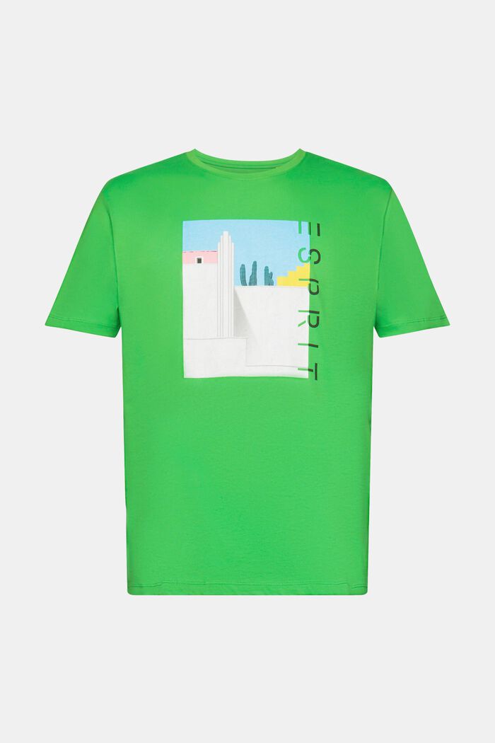 T-shirt en coton à imprimé sur le devant, GREEN, detail image number 6