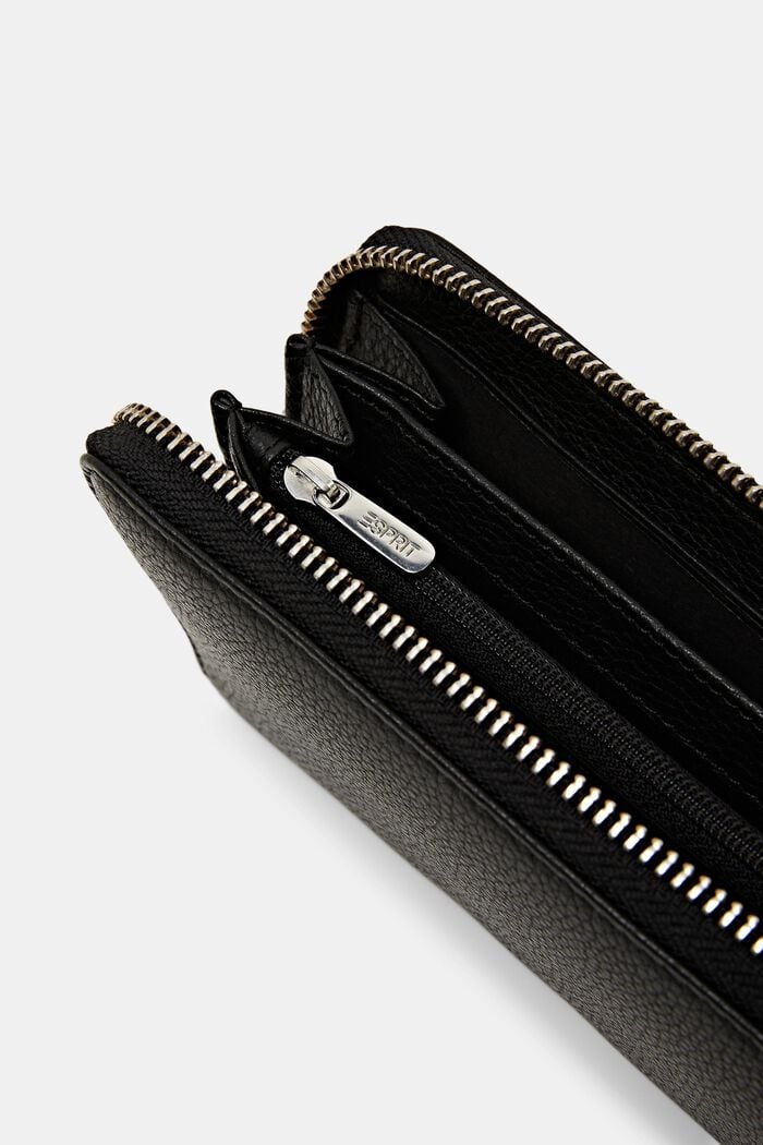 Grand portefeuille en cuir fermé par un zip circulaire, BLACK, detail image number 3