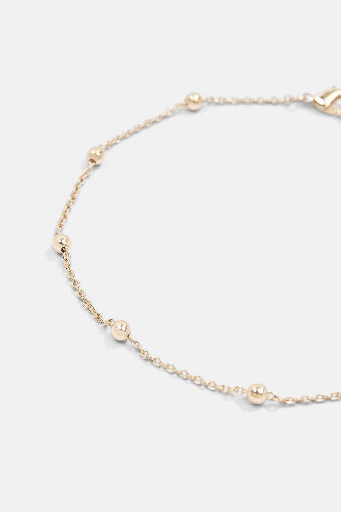 Chaîne de cheville à perles en métal doré, GOLD, detail image number 1