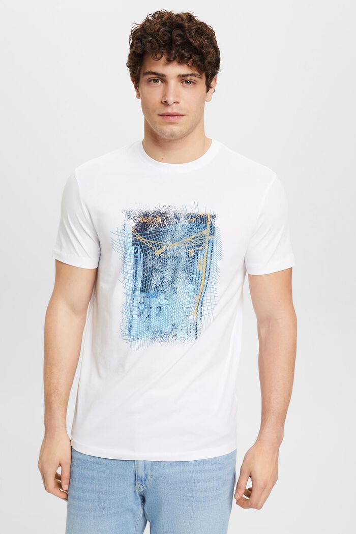T-shirt en coton durable à logo, WHITE, detail image number 0