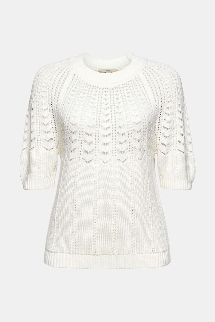 Pull-over à manches courtes, 100 % coton, OFF WHITE, overview