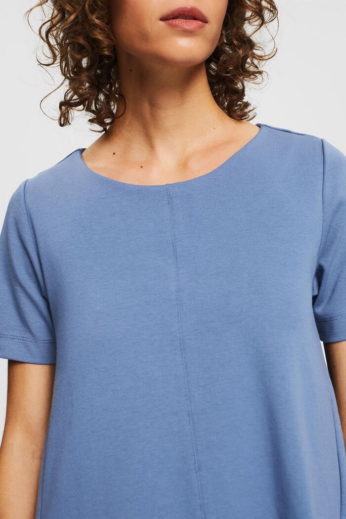 Robe t-shirt évasée, coton biologique mélangé, BLUE LAVENDER, detail image number 3