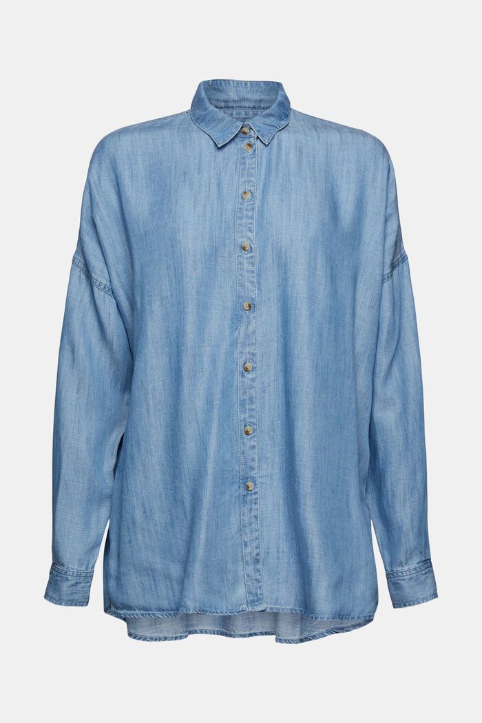 En TENCEL™ : la chemise oversize d’aspect denim, BLUE MEDIUM WASHED, overview