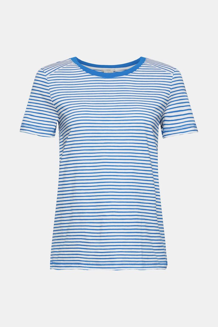T-shirt rayé en coton, BLUE, overview