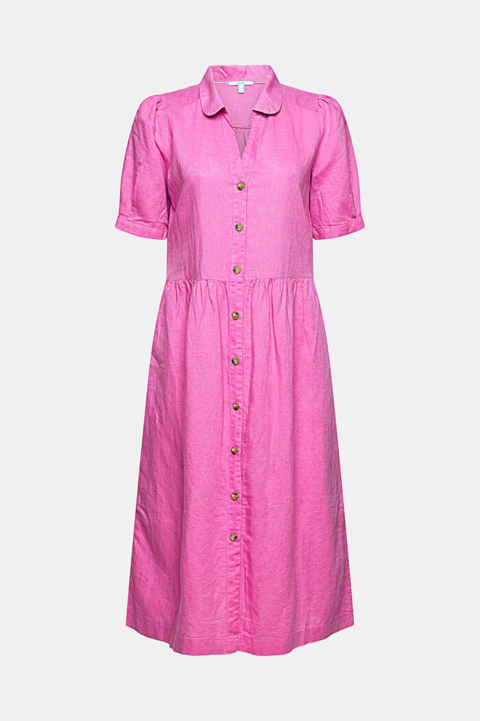 En lin mélangé : robe de longueur midi, PINK FUCHSIA, detail image number 5