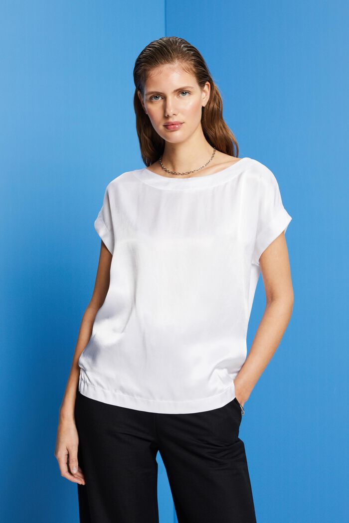 T-shirt en mélange de matière, LENZING™ ECOVERO™, WHITE, detail image number 0