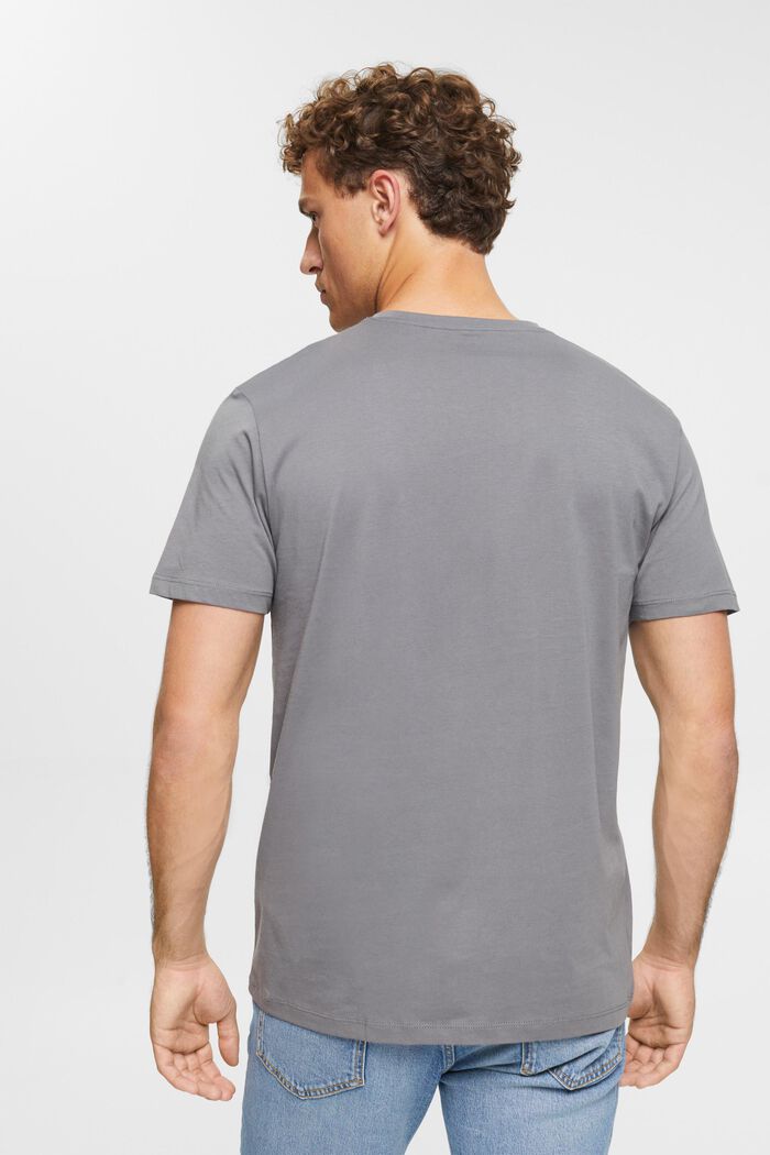 T-shirt à encolure en V en coton durable, DARK GREY, detail image number 4