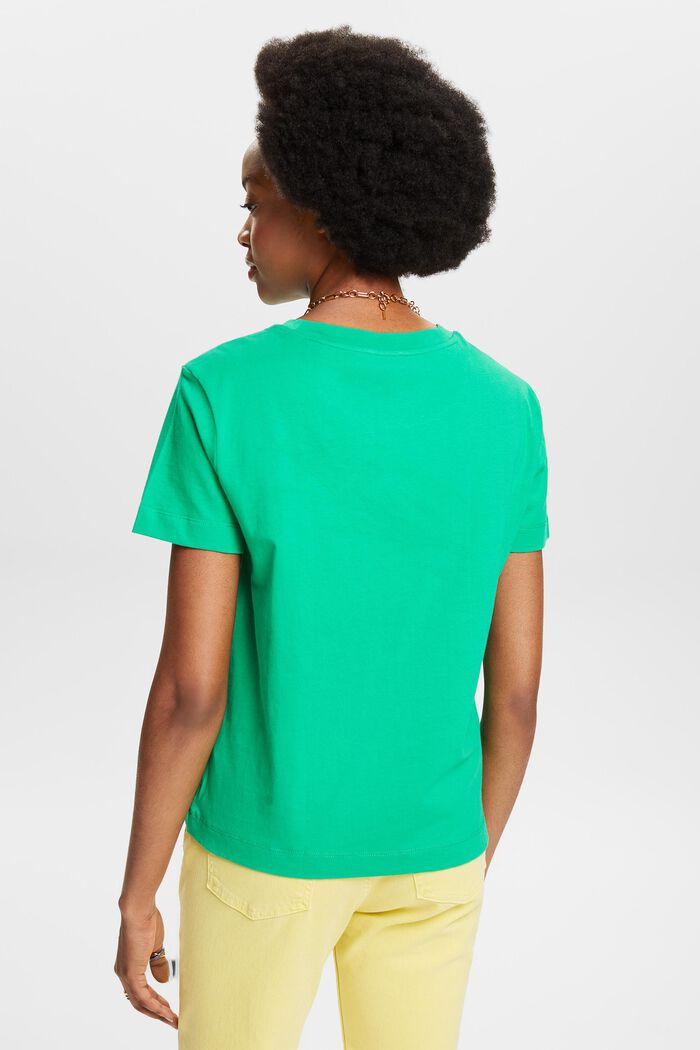 T-shirt à encolure ronde en coton, GREEN, detail image number 2