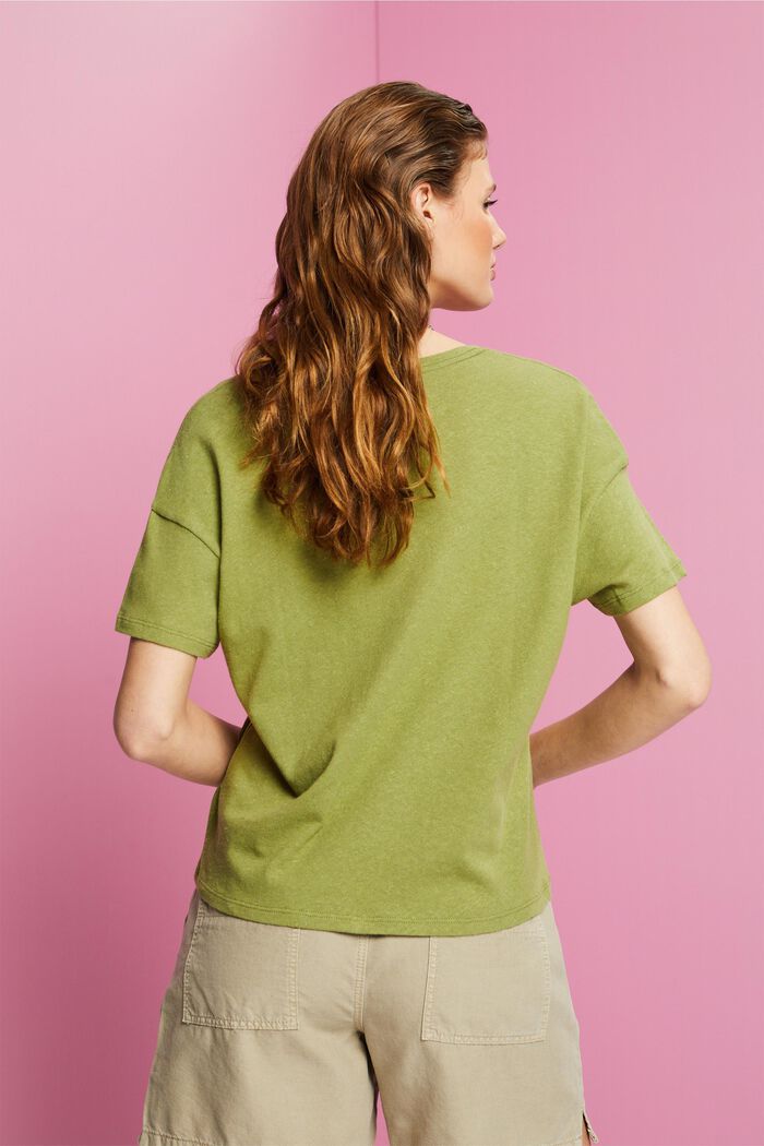 T-shirt en mélange de coton et de lin, PISTACHIO GREEN, detail image number 3
