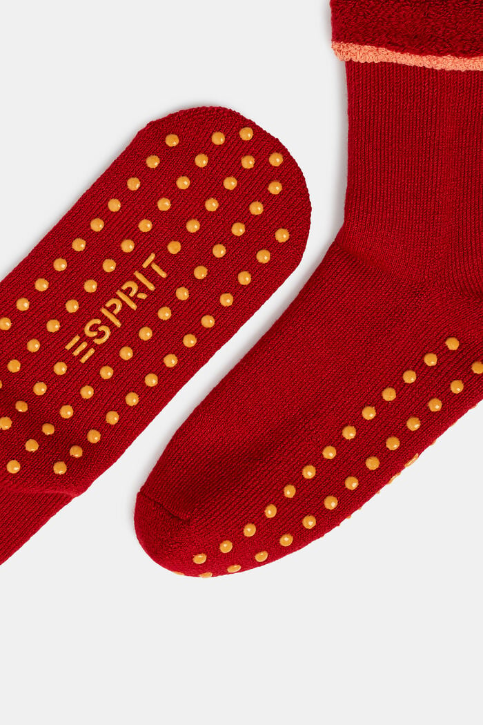 Douces chaussettes antidérapantes, laine mélangée, RED, detail image number 1