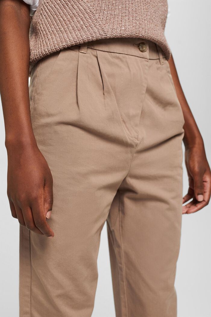 Chino taille haute, 100 % coton Pima, TAUPE, detail image number 2