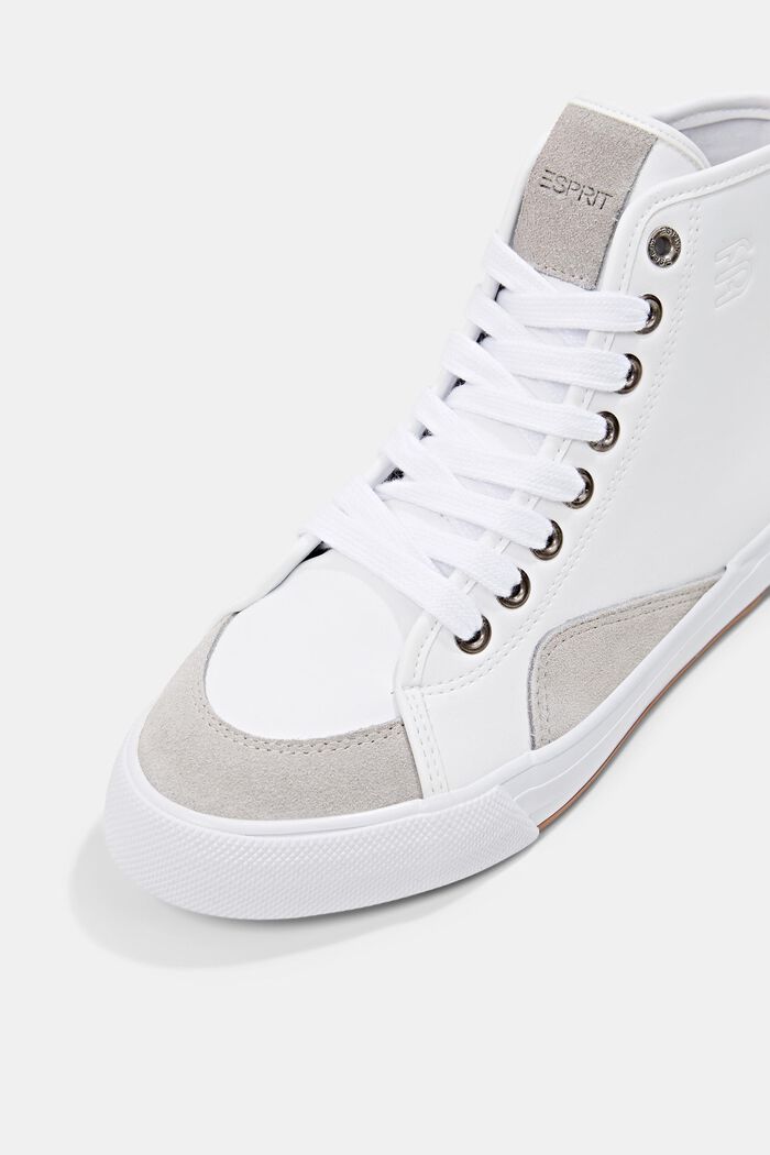 Ornées de cuir velours : les sneakers en mélange de matières, WHITE, detail image number 4