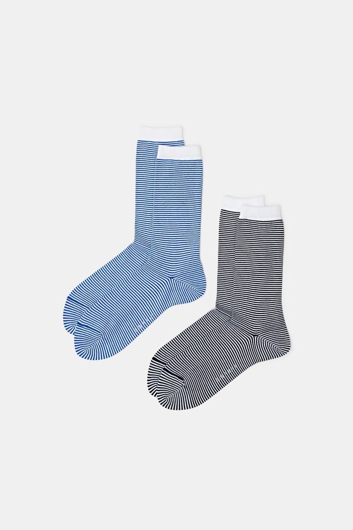 Lot de 2 paires de chaussettes en grosse maille rayées, BLUE/NAVY, detail image number 0