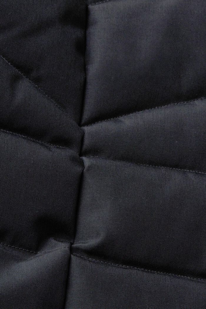 Veste matelassée à capuche en fourrure synthétique, BLACK, detail image number 6