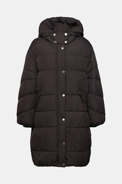 Manteau matelassé à capuche amovible, BLACK, overview