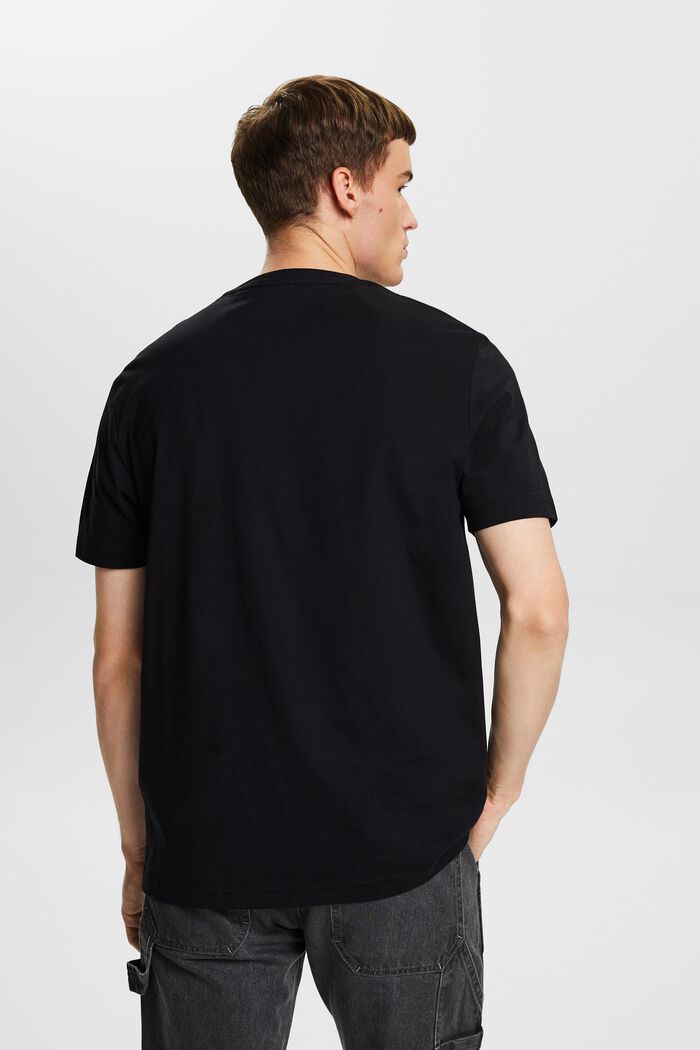 T-shirt col ras-du-cou en jersey de coton Pima, BLACK, detail image number 3