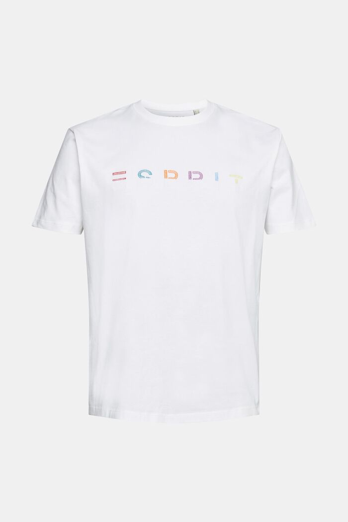 T-shirt en jersey animé d´un logo brodé, WHITE, overview