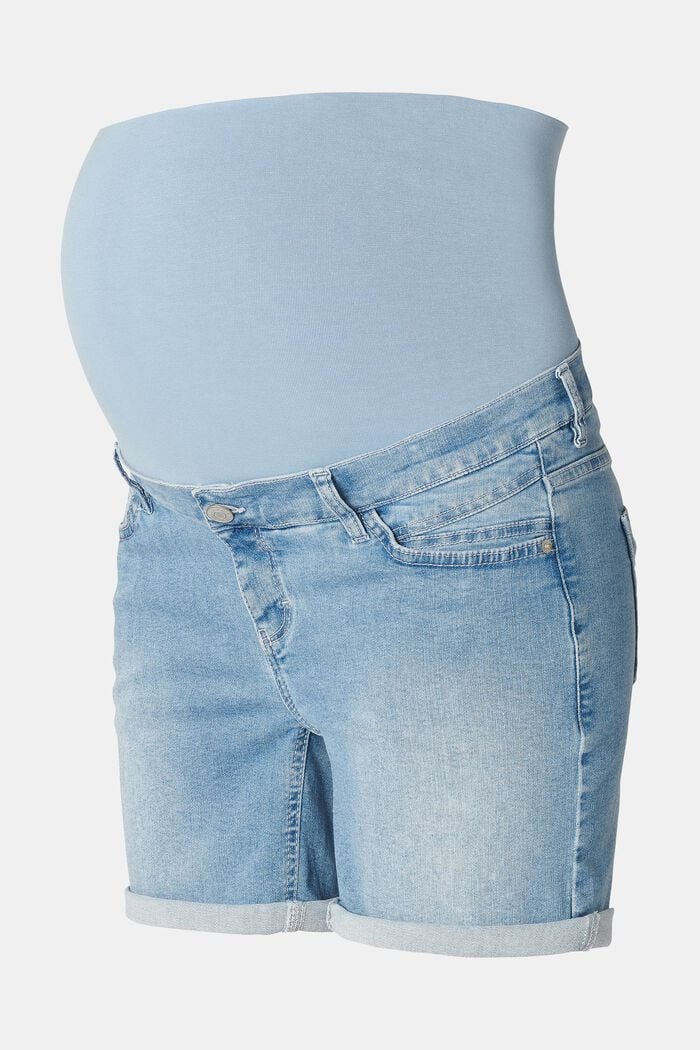 Short en jean doté d’une ceinture de maintien, BLUE LIGHT WASHED, detail image number 5