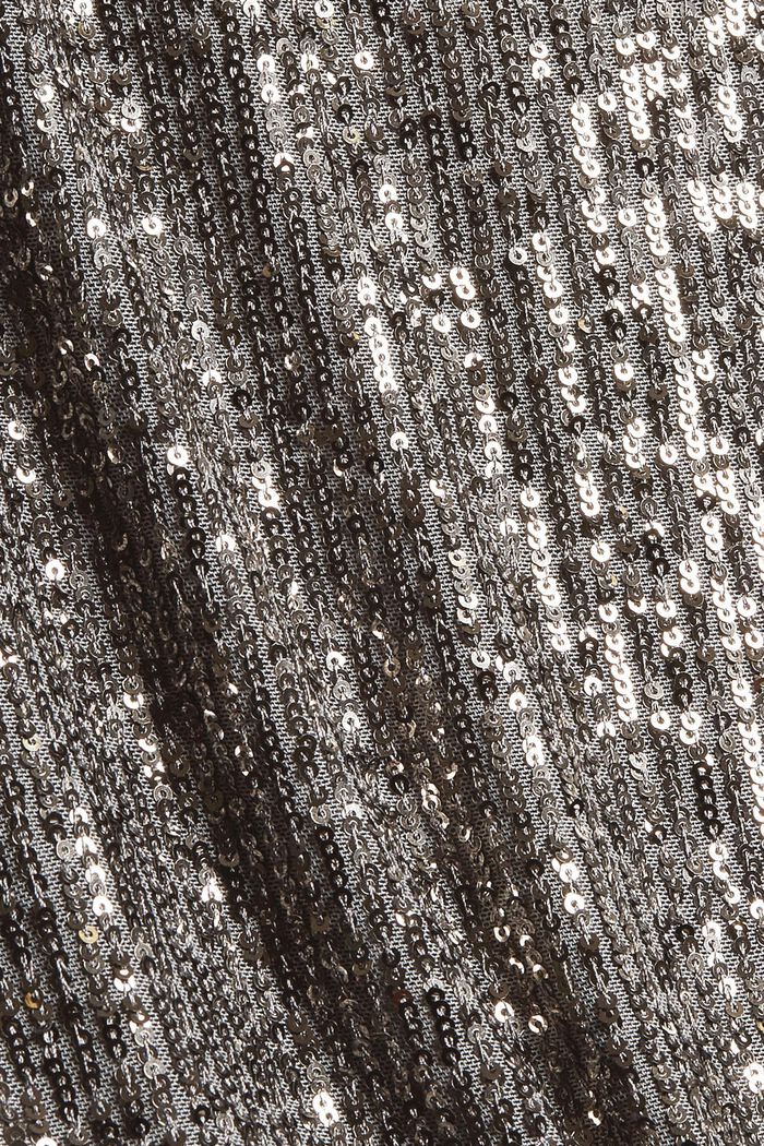 Robe à paillettes et longues fentes de manches, GUNMETAL, detail image number 4