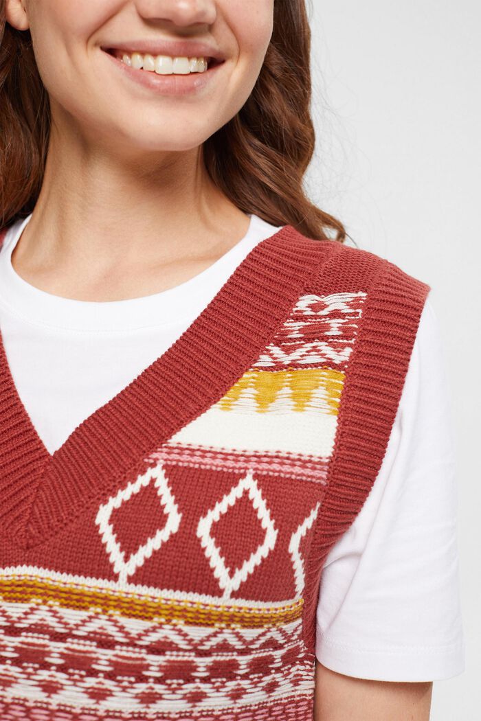 Pull sans manches Fair Isle, TERRACOTTA, detail image number 3