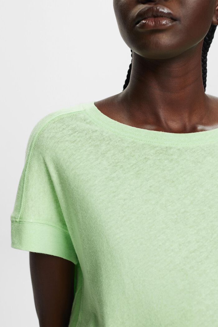 T-shirt en mélange de coton et lin, CITRUS GREEN, detail image number 2