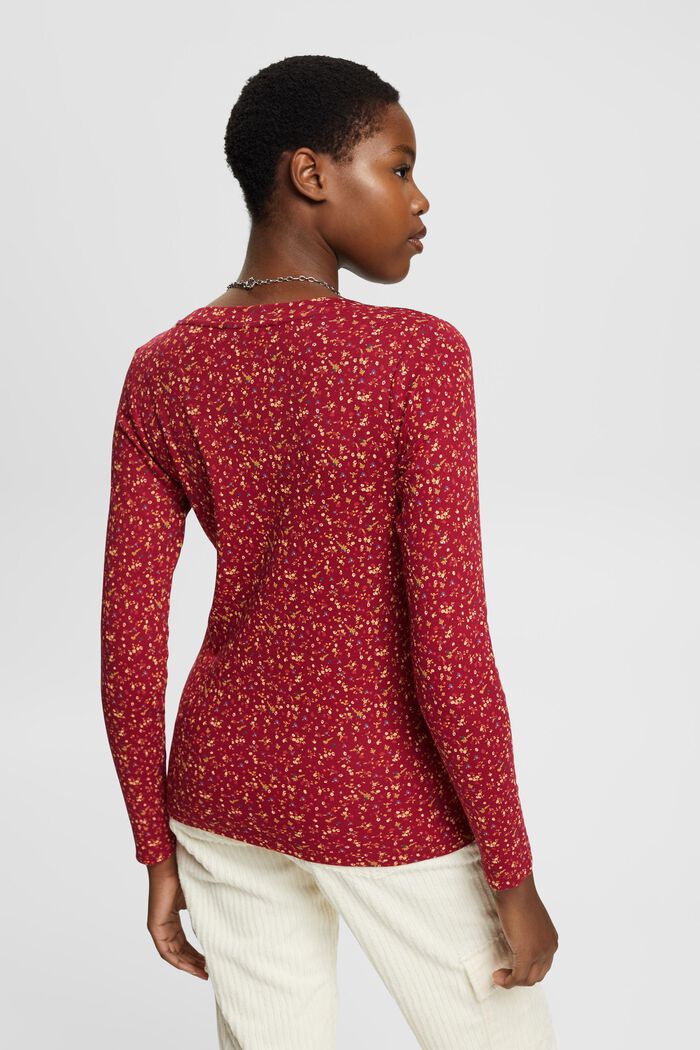 T-shirt à manches longues animé d’un motif floral, CHERRY RED, detail image number 3