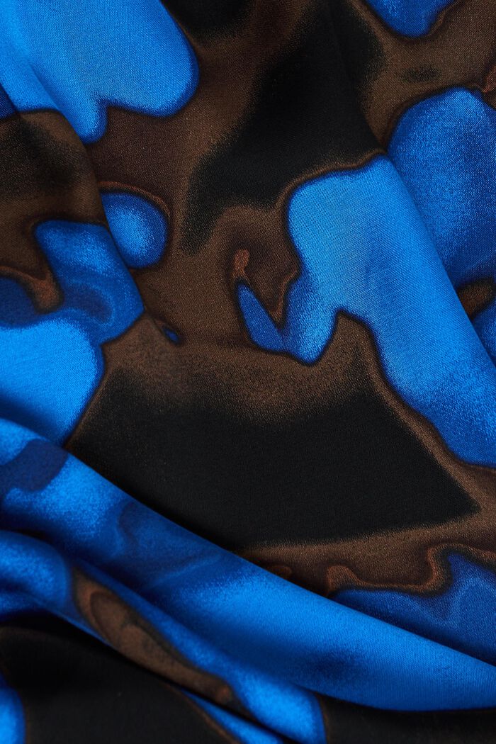 Chemisier imprimé en satin smocké, BRIGHT BLUE, detail image number 6