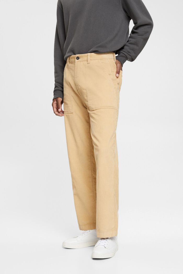Pantalon en velours côtelé de coupe Loose Fit, CREAM BEIGE, detail image number 1