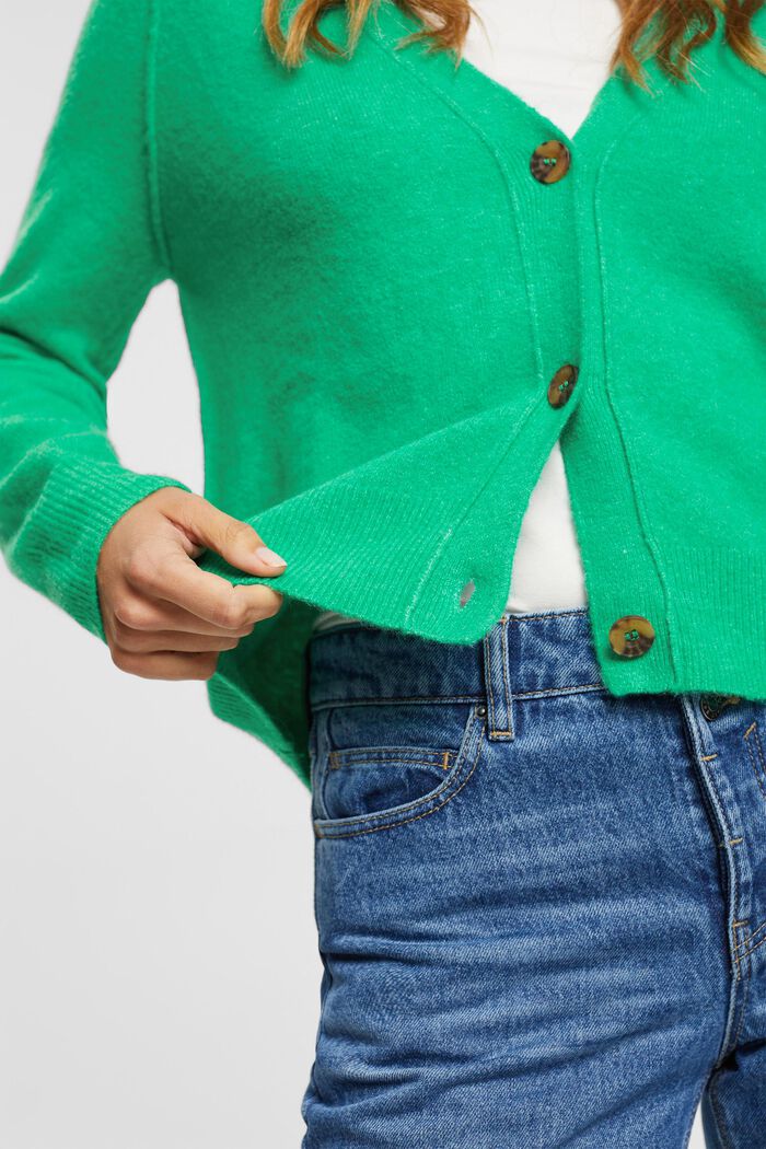 Cardigan en laine mélangée, LIGHT GREEN, detail image number 0