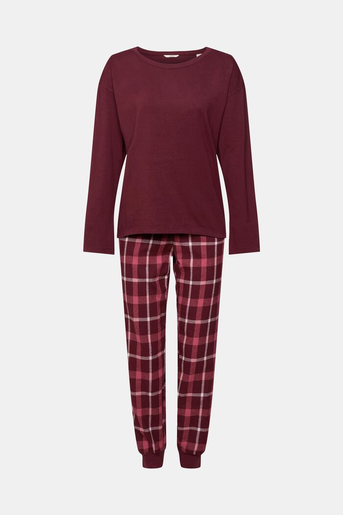 Ensemble de pyjama avec pantalon en flanelle à carreaux, BORDEAUX RED, detail image number 4