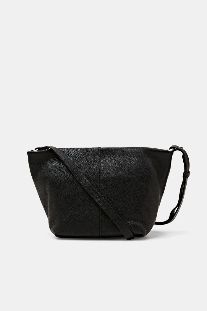 Petit sac porté épaule en cuir, BLACK, detail image number 0