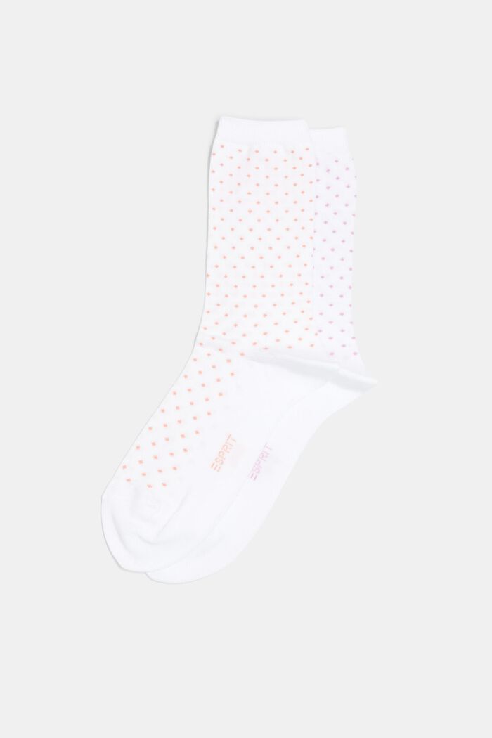 Lot de 2 paires de chaussettes à pois, coton biologique, WHITE, detail image number 0