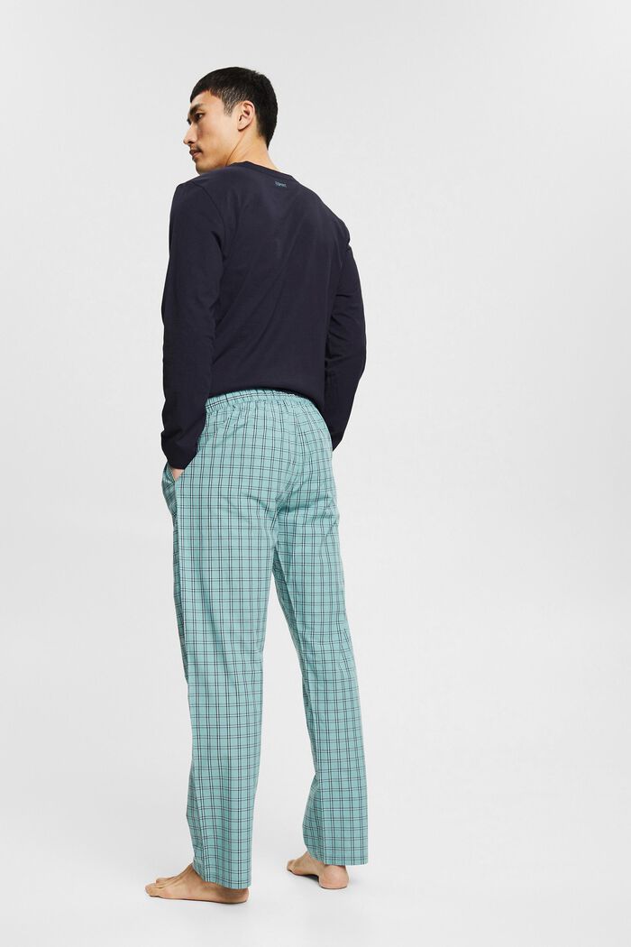 Pantalon de pyjama à carreaux en coton, AQUA BLUE, detail image number 2