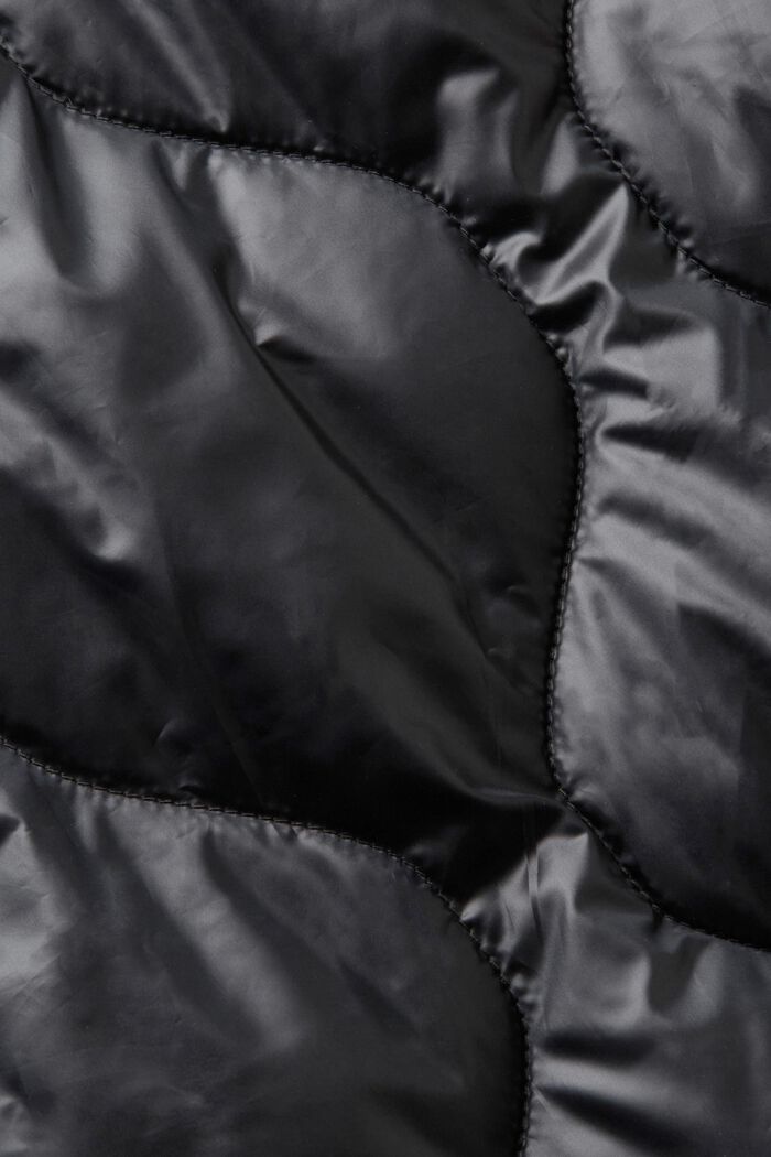 Manteau matelassé à col en maille côtelée, BLACK, detail image number 6