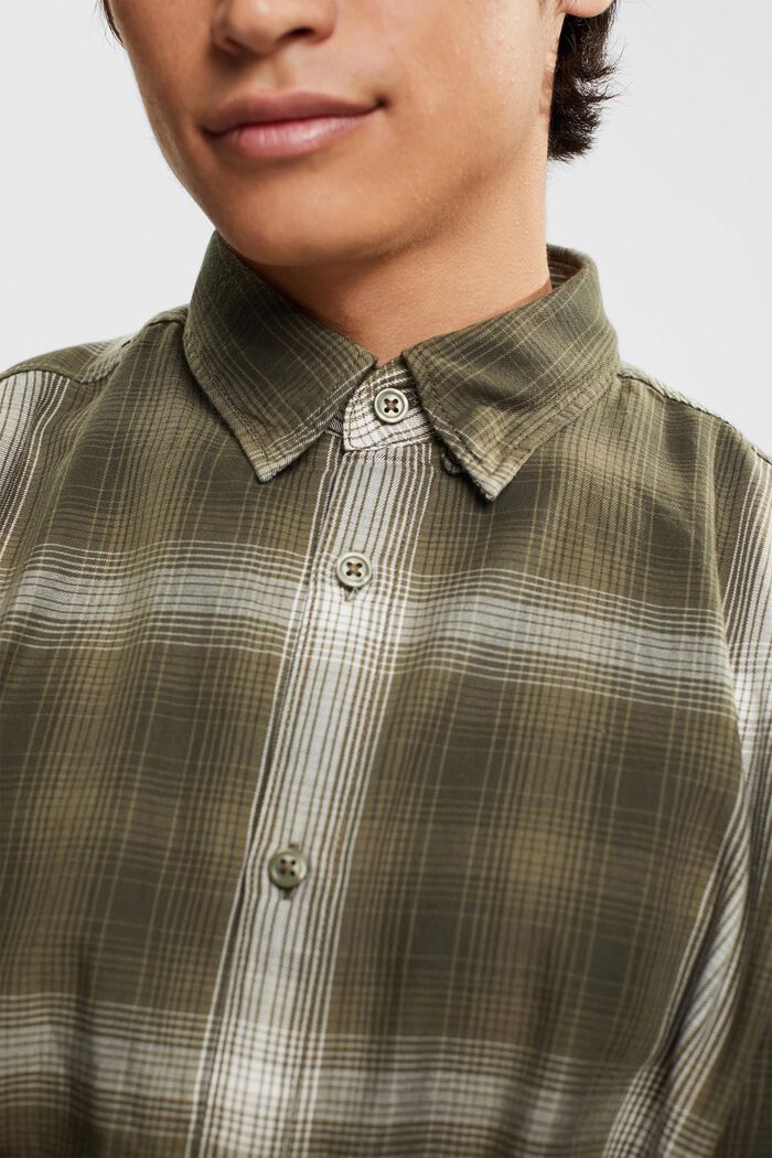 Chemise à carreaux, 100 % coton, KHAKI GREEN, detail image number 2
