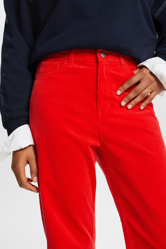 Pantalon en velours côtelé coupe Straight Fit taille haute, RED, detail image number 2
