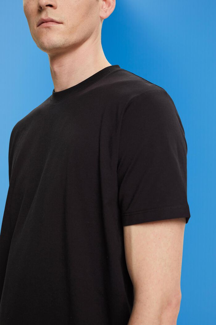 T-shirt à col ras du cou en pur coton, BLACK, detail image number 2
